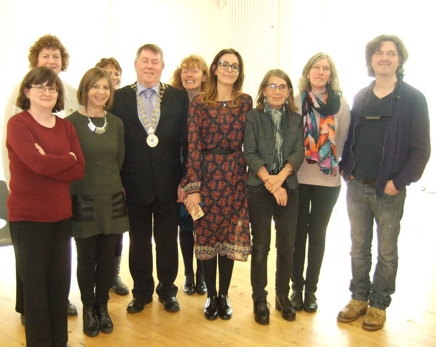 Lettterkenny Amnesty group members at the launch of War-Torn Children with Mr. Gerry McMonagle, Cathoirleach of Donegal County Council, Pina Attanasio, Amnesty International Ireland and exhibition curator Roberta Bacic.  (Photo: Paddy Hannigan)