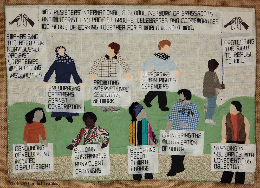 'Centenary 2021 War Resisters' International  / Internacional de Resistentes a la Guerra', by Linda Adams. (Photo: Martin Melaugh) 