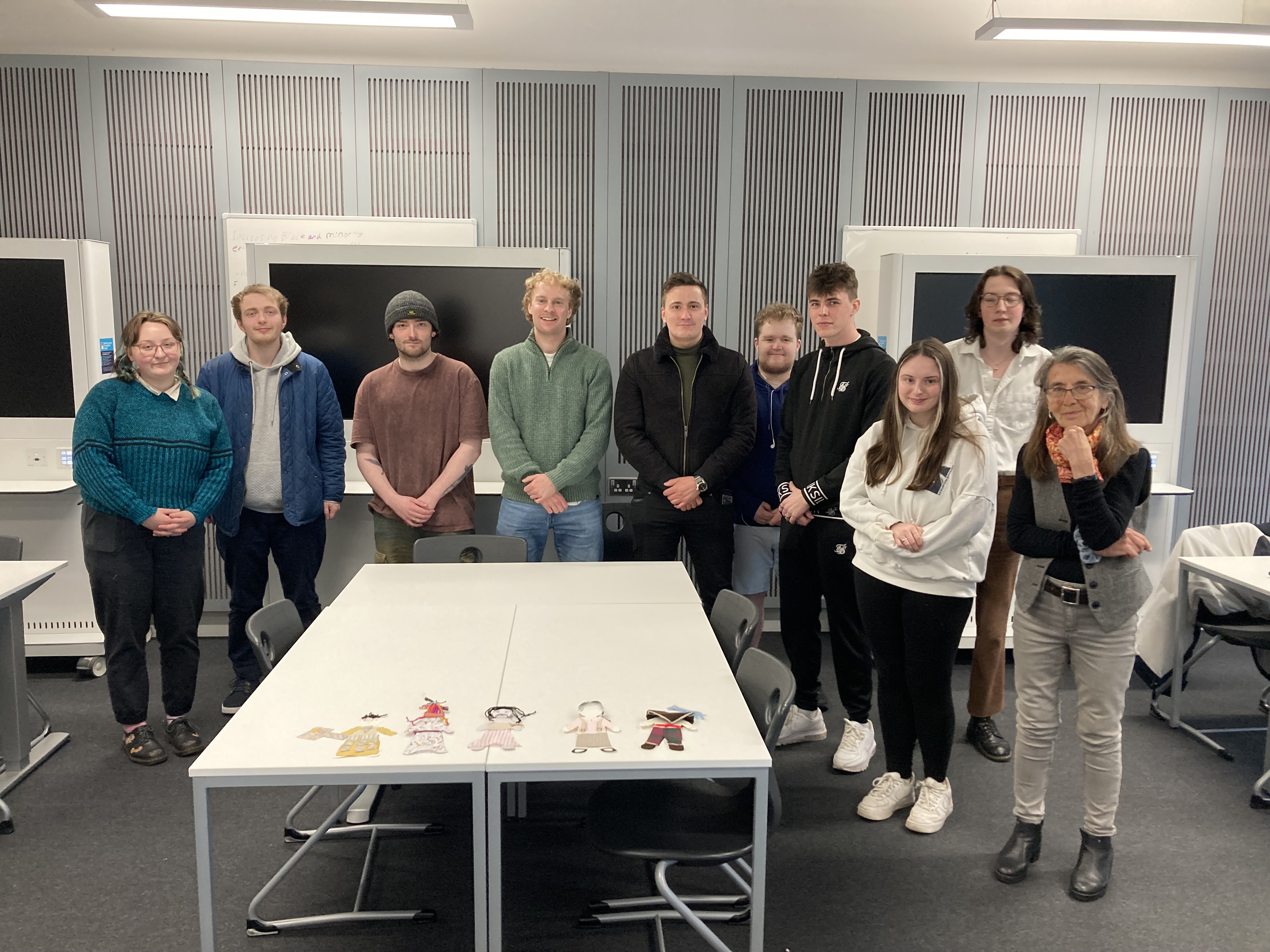 Students at the end of the seminar standing by their figurine outcome (Photo: Claire Wright)